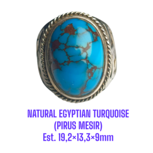 CINCIN PERAK NATURAL EGYPTIAN TURQUOISE (PIRUS MESIR) Est. 19,2×13,3×9mm
