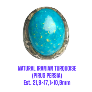 CINCIN PERAK NATURAL IRANIAN TURQUOISE (PIRUS PERSIA) Est. 21,9×17,1×10,9mm