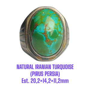 CINCIN PERAK NATURAL IRANIAN TURQUOISE (PIRUS PERSIA) Est. 20,2×14,2×11,2mm