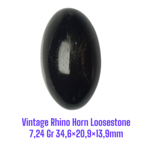 VINTAGE RHINO HORN LOOSESTONE 7,24 Gr 34,6×20,9×13,9mm (SUPER RARE SOLID BLACK RHINO HORN)