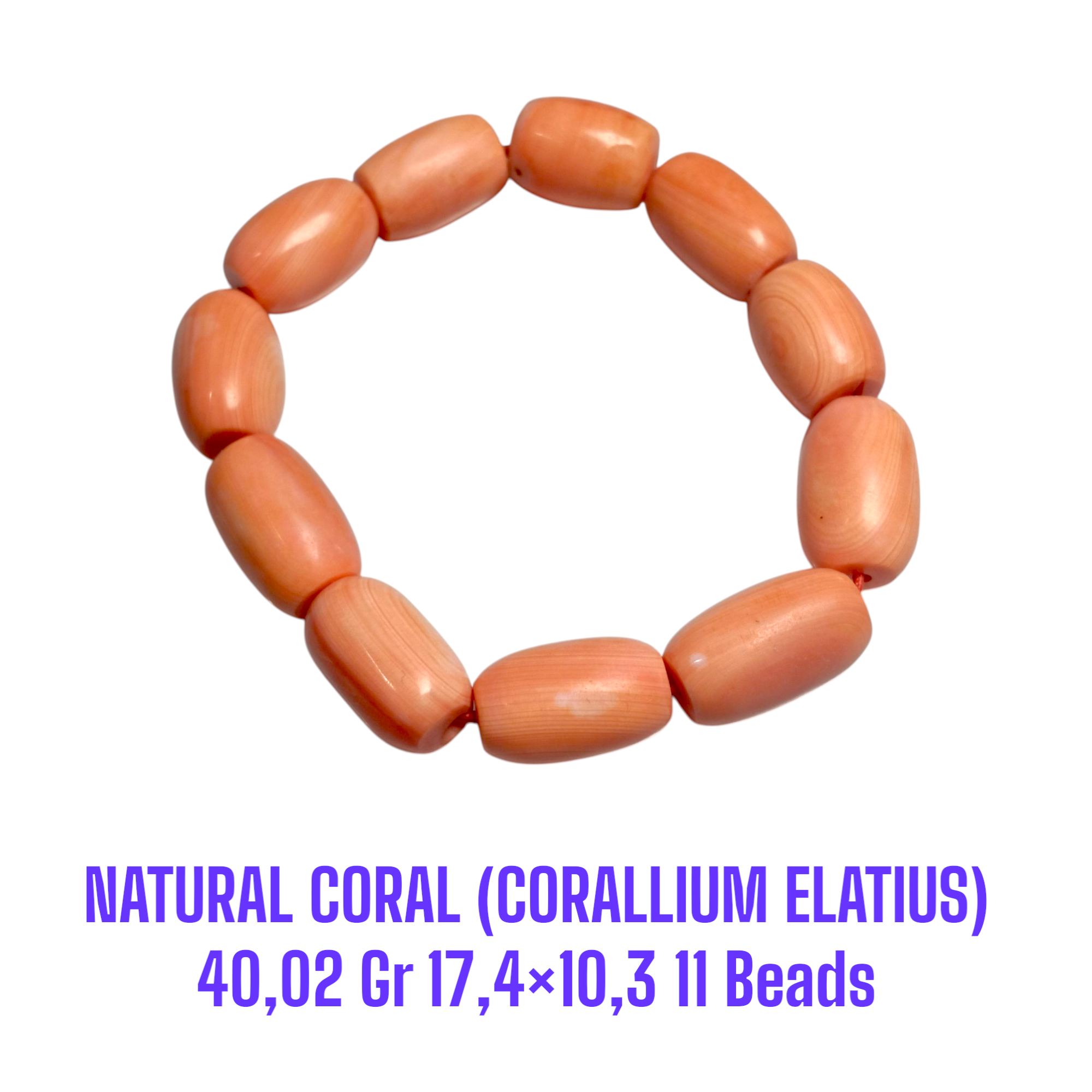 GELANG NATURAL CORAL MARJAN (CORALLIUM ELATIUS) 40,02 Gr 17,4×10,3 11 Beads - Gambar 2