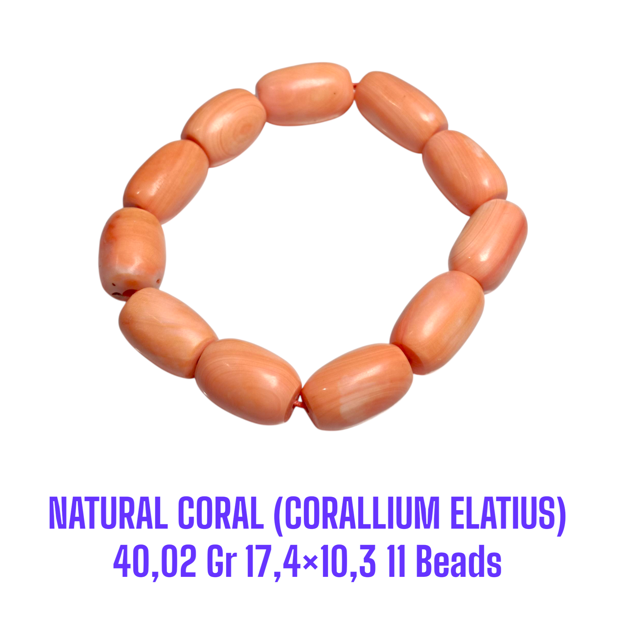 GELANG NATURAL CORAL MARJAN (CORALLIUM ELATIUS) 40,02 Gr 17,4×10,3 11 Beads - Gambar 3