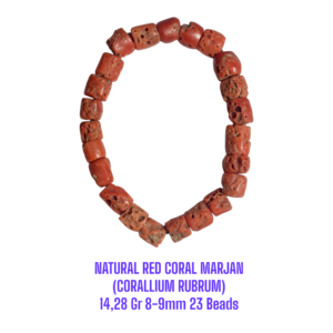 GELANG NATURAL RED CORAL MARJAN (CORALLIUM RUBRUM) 14,28 Gr 8-9mm 23 Beads
