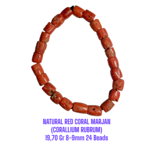GELANG NATURAL RED CORAL MARJAN (CORALLIUM RUBRUM) 19,70 Gr 8-9mm 24 Beads
