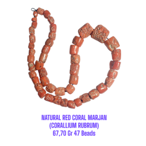 KALUNG NATURAL RED CORAL MARJAN (CORALLIUM RUBRUM) 67,70 Gr 7-17mm 47 Beads (Include Jewelry Card Aviannoor Gems Lab)