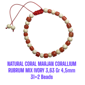 GELANG NATURAL RED CORAL MARJAN (CORALLIUM RUBRUM) MIX IVORY 3,63 Gr 4,5mm 31+2 Beads
