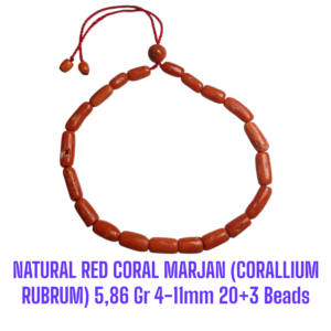 GELANG NATURAL RED CORAL MARJAN (CORALLIUM RUBRUM) 5,86 Gr 4-11mm 20+3 Beads