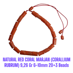 GELANG NATURAL RED CORAL MARJAN (CORALLIUM RUBRUM) 9,26 Gr 6-10mm 20+3 Beads