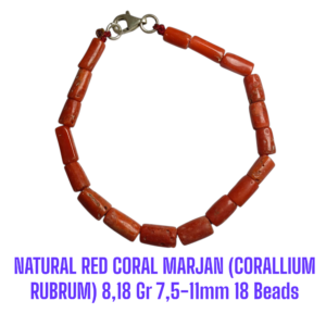 GELANG NATURAL RED CORAL MARJAN (CORALLIUM RUBRUM) 8,18 Gr 7,5-11mm 18 Beads