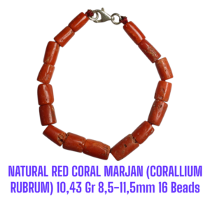 GELANG NATURAL RED CORAL MARJAN (CORALLIUM RUBRUM) 10,43 Gr 8,5-11,5mm 16 Beads