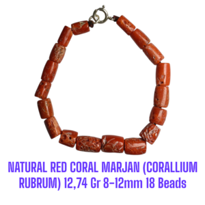 GELANG NATURAL RED CORAL MARJAN (CORALLIUM RUBRUM) 12,74 Gr 8-12mm 18 Beads
