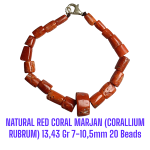 GELANG NATURAL RED CORAL MARJAN (CORALLIUM RUBRUM) 13,43 Gr 7-10,5mm 20 Beads