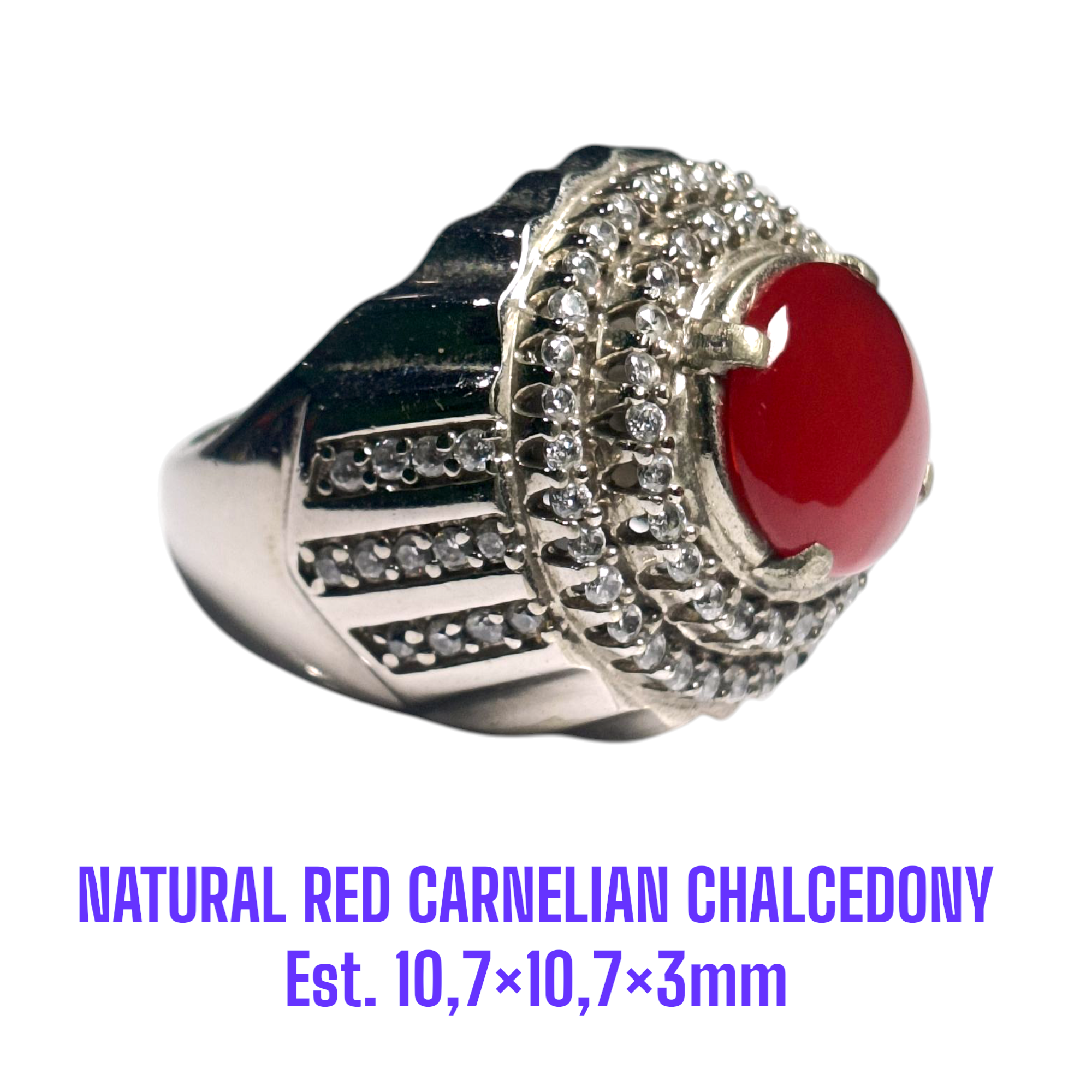 NATURAL RED CARNELIAN CHALCEDONY Est. 10,7×10,7×3mm - Gambar 3