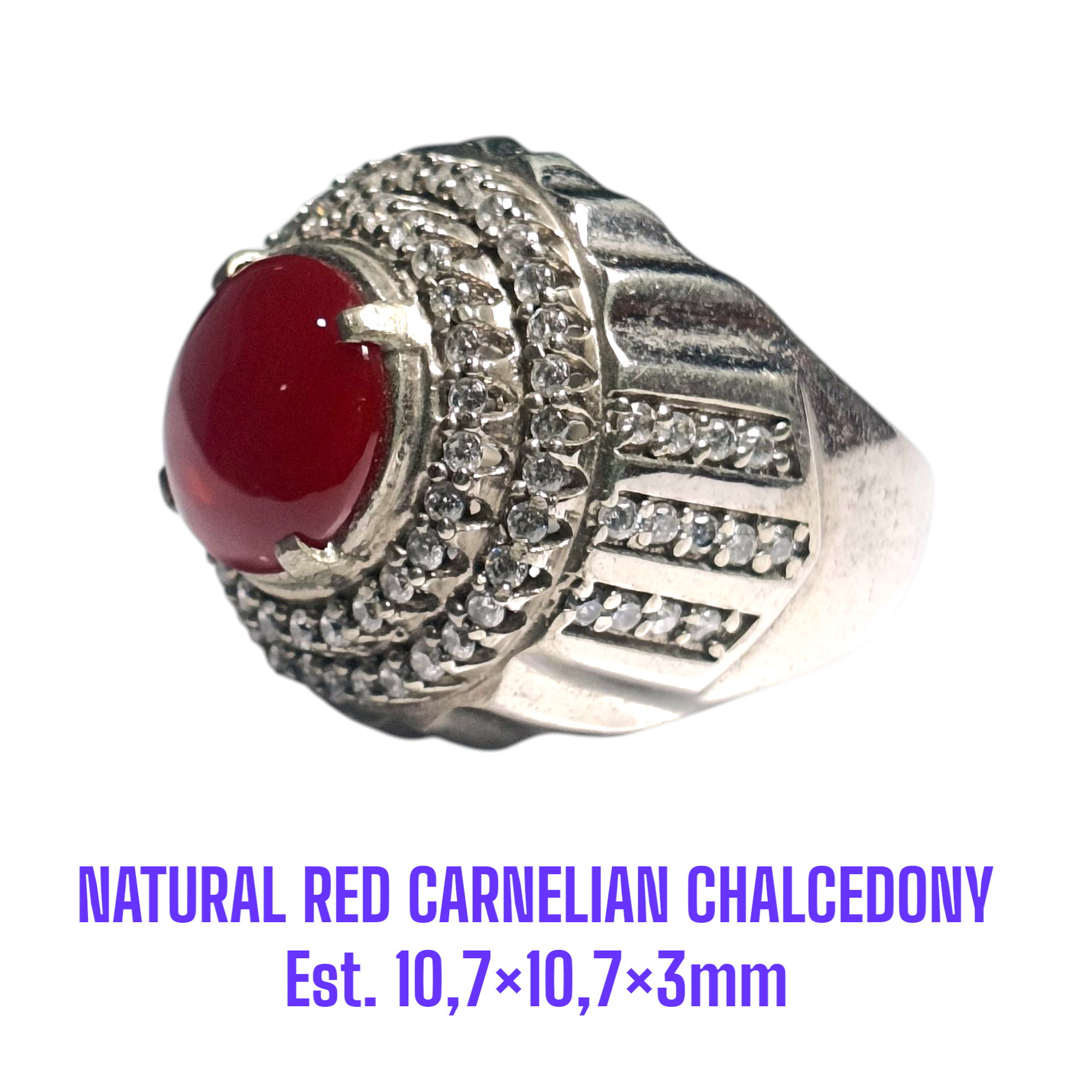 NATURAL RED CARNELIAN CHALCEDONY Est. 10,7×10,7×3mm - Gambar 2