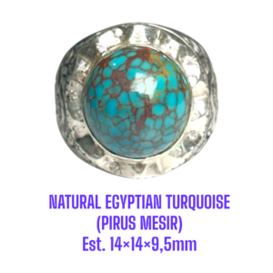 CINCIN PERAK NATURAL EGYPTIAN TURQUOISE (PIRUS MESIR) Est. 14×14×9mm