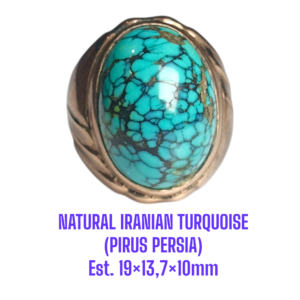 CINCIN PERAK NATURAL IRANIAN TURQUOISE (PIRUS PERSIA) Est. 19×13,7×10mm