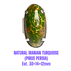 CINCIN PERAK NATURAL IRANIAN TURQUOISE (PIRUS PERSIA) Est. 30×14×12mm