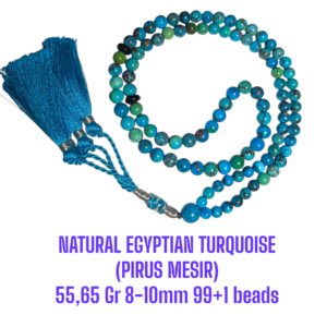 TASBIH NATURAL EGYPTIAN TURQUOISE (PIRUS MESIR) 55,65 Gr 8-10mm 99+1 Beads (Include Memo Aviannoor Gems Lab)