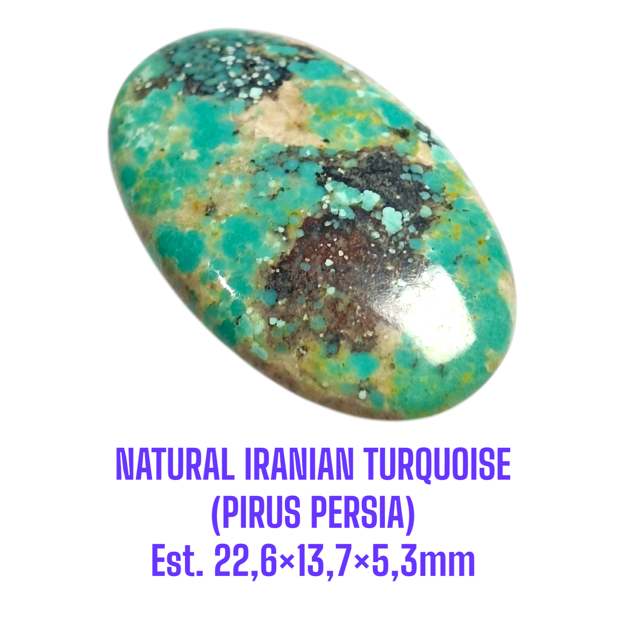 LOOSESTONE NATURAL IRANIAN TURQUOISE (PIRUS PERSIA) Est. 22,6×13,7×5,3mm - Gambar 2