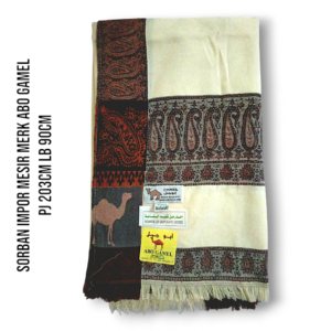SORBAN IMPOR MESIR MERK ABO GAMEL PJ 203CM LB 90CM WARNA KREM
