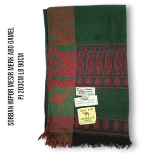 SORBAN IMPOR MESIR MERK ABO GAMEL PJ 203CM LB 90CM WARNA HIJAU TUA
