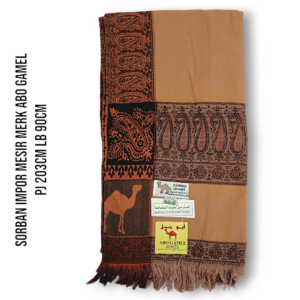 SORBAN IMPOR MESIR MERK ABO GAMEL PJ 203CM LB 90CM WARNA COKLAT