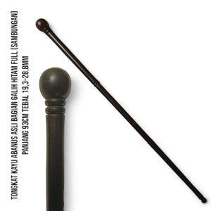 TONGKAT KAYU ABANUS ASLI BAGIAN GALIH HITAM FULL (SAMBUNGAN ULIR) PJ 93Cm TB 19,3-28,8mm