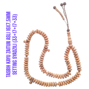 TASBIH KAYU ZAITUN ASLI 16X7,5MM SETTING SYADZILI (33+17+17+33)