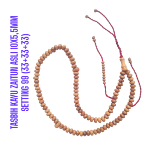 TASBIH KAYU ZAITUN ASLI 10X5,5MM SETTING 99 (33+33+33)