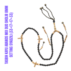 TASBIH KAYU ABANOS MIX OUD SHOLIB 8MM SETTING SYADZILI (33+17+17+33)
