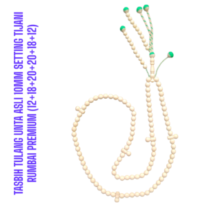 TASBIH TULANG UNTA ASLI 10MM SETTING TIJANI RUMBAI PREMIUM (12+18+20+20+18+12)