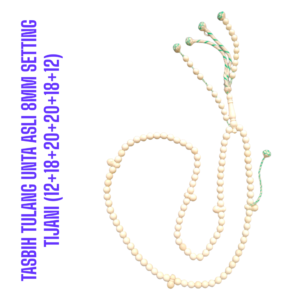 TASBIH TULANG UNTA ASLI 8MM SETTING TIJANI (12+18+20+20+18+12)