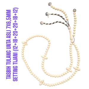 TASBIH TULANG UNTA ASLI 7X6,5MM SETTING TIJANI (12+18+20+20+18+12)