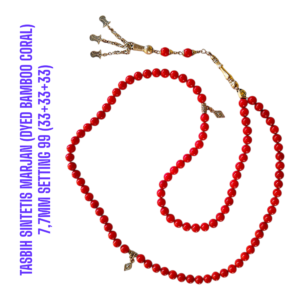 TASBIH SINTETIS MARJAN (DYED BAMBOO CORAL) 7,7MM SETTING 99 (33+33+33)