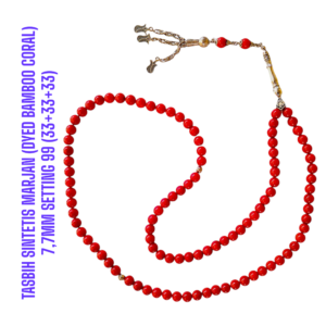 TASBIH SINTETIS MARJAN (DYED BAMBOO CORAL) 7,7MM SETTING 99 (33+33+33)