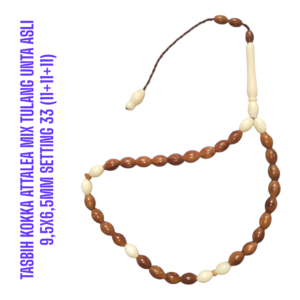 TASBIH KOKKA ATTALEA MIX TULANG UNTA ASLI 9,5X6,5MM SETTING 33 (11+11+11)