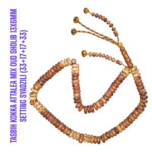 TASBIH KOKKA ATTALEA MIX OUD SHOLIB 13X6MM SETTING SYADZILI (33+17+17+33)