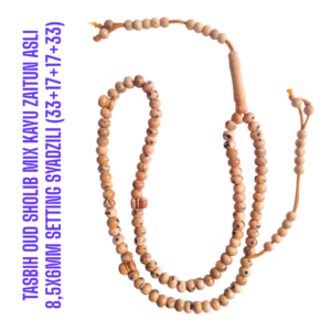 TASBIH OUD SHOLIB MESIR MIX KAYU ZAITUN ASLI 8,5X6MM SETTING SYADZILI (33+17+17+33)
