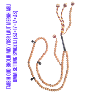 TASBIH OUD SHOLIB MESIR MIX YUSR LAUT MERAH ASLI 6MM SETTING SYADZILI (33+17+17+33)