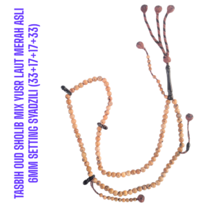 TASBIH OUD SHOLIB MESIR MIX YUSR LAUT MERAH ASLI 6MM SETTING SYADZILI (33+17+17+33)