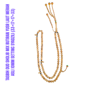 TASBIH OUD SHOLIB MESIR MIX BUTIRAN YUSR LAUT MERAH ASLI 10MM SETTING SYADZILI (33+17+17+33)