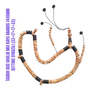 TASBIH OUD SHOLIB MESIR MIX KAYU ABANOS 14X6MM SETTING SYADZILI (33+17+17+33)