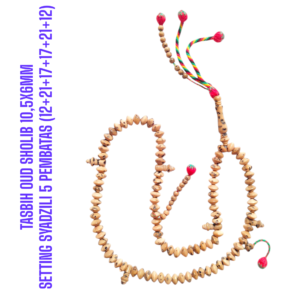 TASBIH OUD SHOLIB MESIR 10,5X6MM SETTING SYADZILI 5 PEMBATAS (12+21+17+17+21+12)