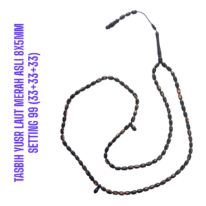 TASBIH YUSR LAUT MERAH ASLI 8X5MM SETTING 99 (33+33+33)
