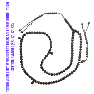 TASBIH YUSR LAUT MERAH SERAT EMAS ASLI 8MM MODEL TURKI SETTING SYADZILI (33+17+17+33)