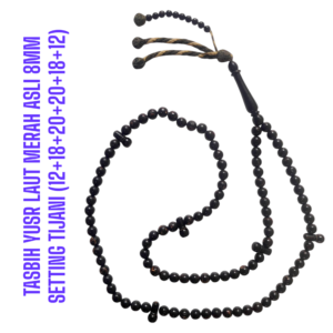 TASBIH YUSR LAUT MERAH ASLI 8MM SETTING TIJANI (12+18+20+20+18+12)