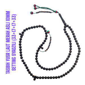 TASBIH YUSR LAUT MERAH ASLI 10MM SETTING SYADZILI (33+17+17+33)