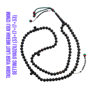 TASBIH YUSR LAUT MERAH ASLI 12MM SETTING SYADZILI (33+17+17+33)