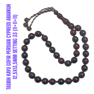 TASBIH KAYU GOFIR PERSIAN CYPRESS ABARKUH 12,5X13,5MM SETTING 33 (11+11+11)