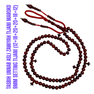 TASBIH KAYU UNNAB ASLI ZAWIYAH TIJANI MAROKO 9MM SETTING TIJANI (12+18+20+20+18+12)